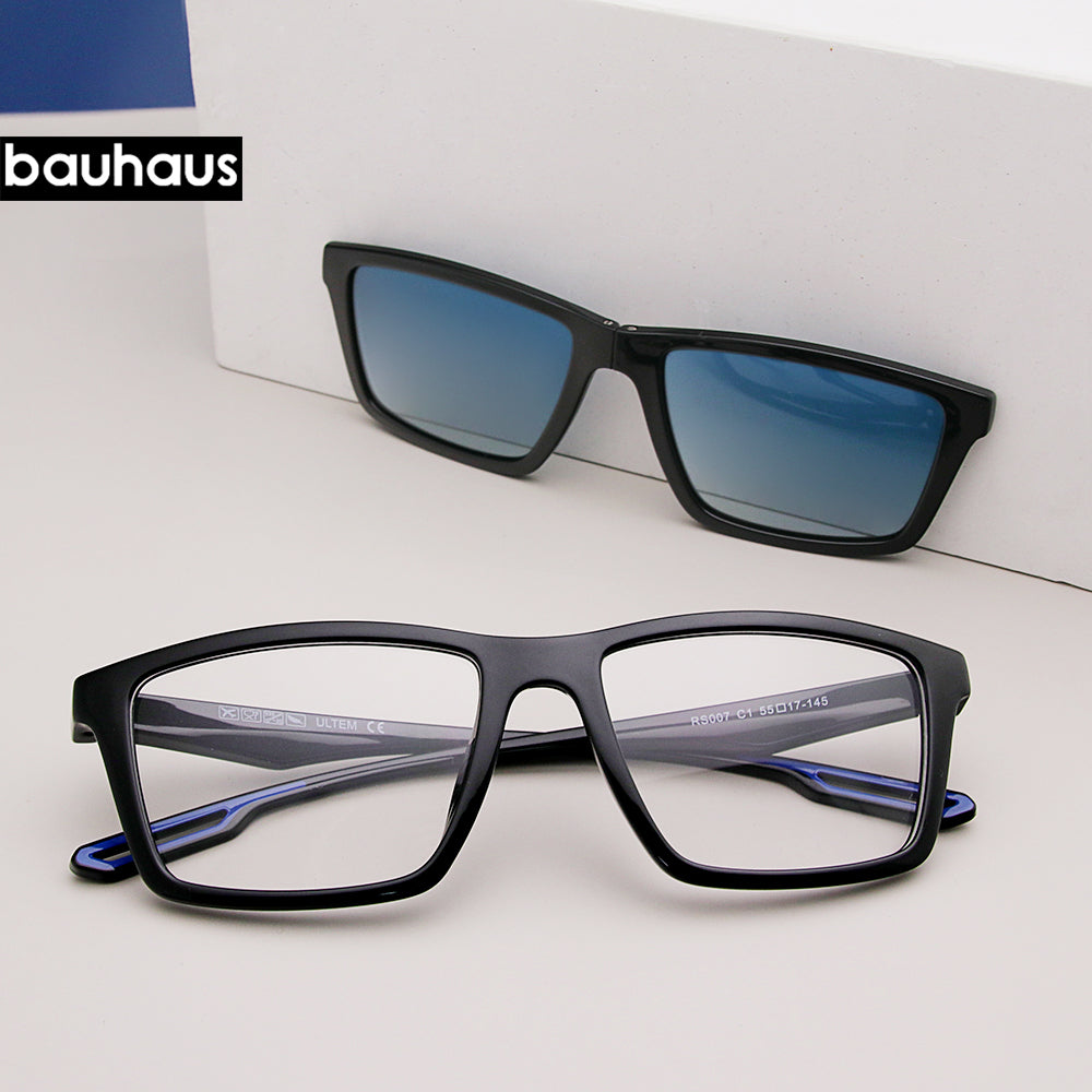 RS007 Fashion Design Eyeglasses Sporty Square Polarized Magnet Eyewear Prescription Glasses Frame For Men 
