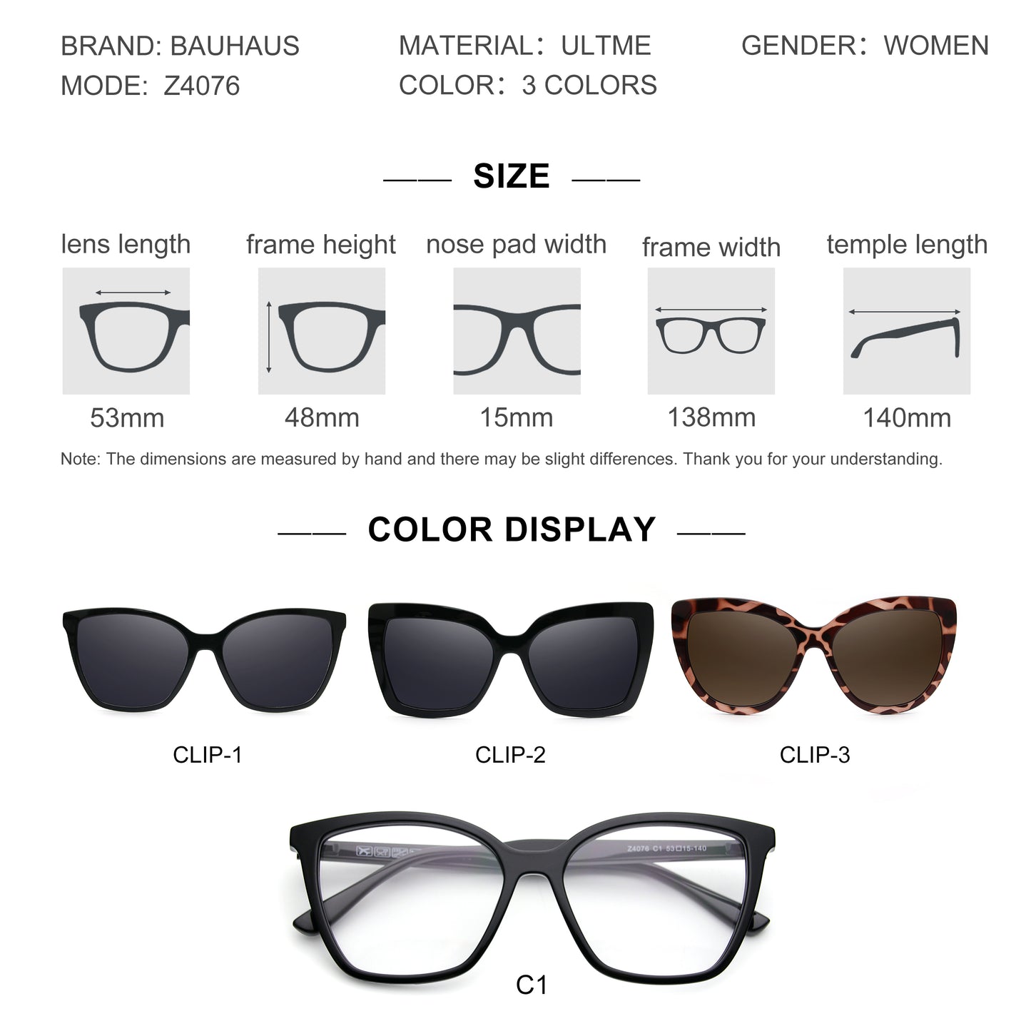 Z4076 Magnetic nearsighted women's sunglasses with three different styles, polarized sunglasses