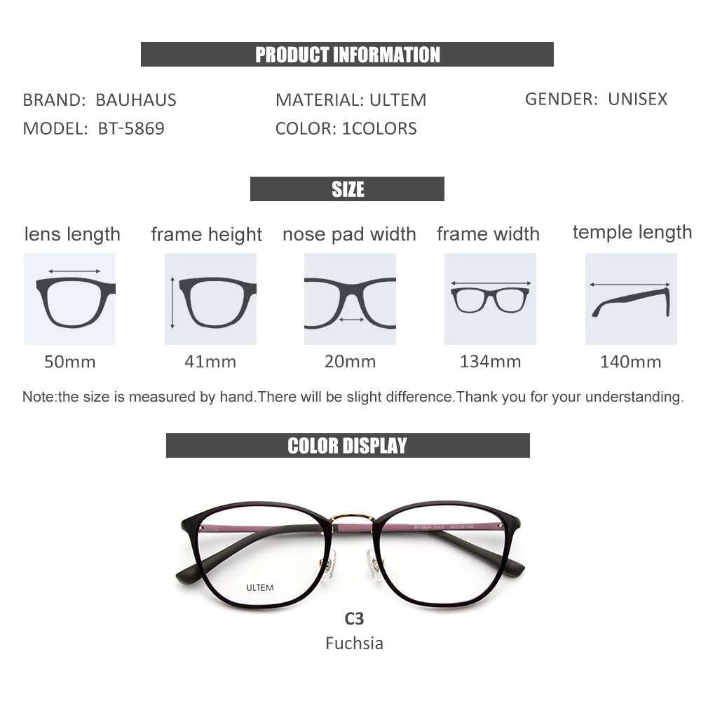 BT-5869 Trendy Office Glasses Fashion Plastic Frame Optical Spectacle Women