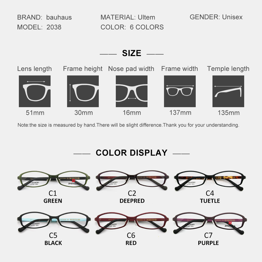 2038 Eyewear Frame Men Women Full Rim Optical Eyeglasses High Quality Small size glasses Fashion Glasses