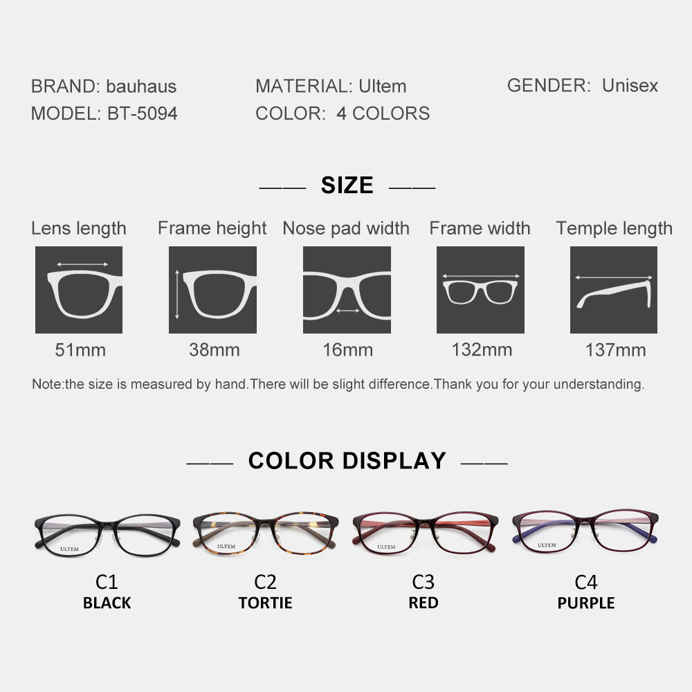 BT-5094 Glasses Frame Women Vintage Square Myopia Optical Prescription Eyeglass Frame Men