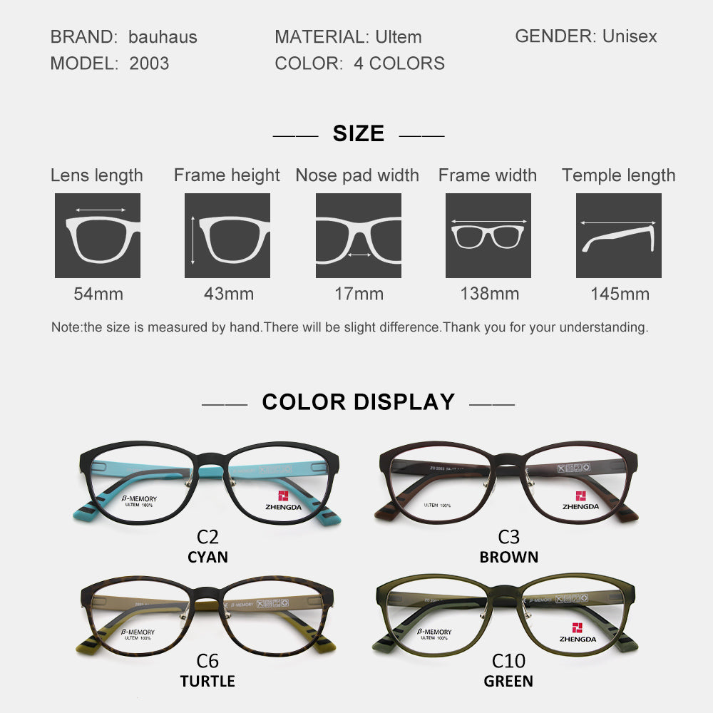 2003 Optical Glasses Frame Myopia Prescription Eyeglasses Frame Square Eyewear Frame