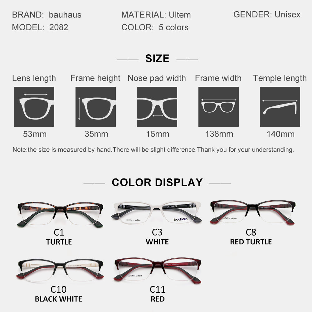 2082 lassic Business Eyeglasses Men Fashion Glasses Frames Myopia Half Rimless Optical Eyeglasses Frame Brand