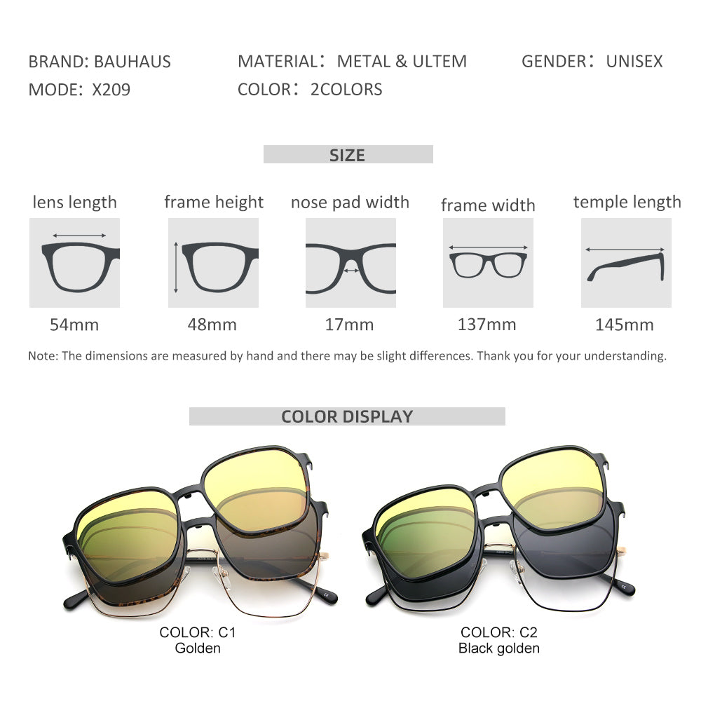 X209 Fashion Comfortable Magnet Eyeglasses Ultra Light Vintage Square Eyewear Prescription Glasses Frame For Men Women