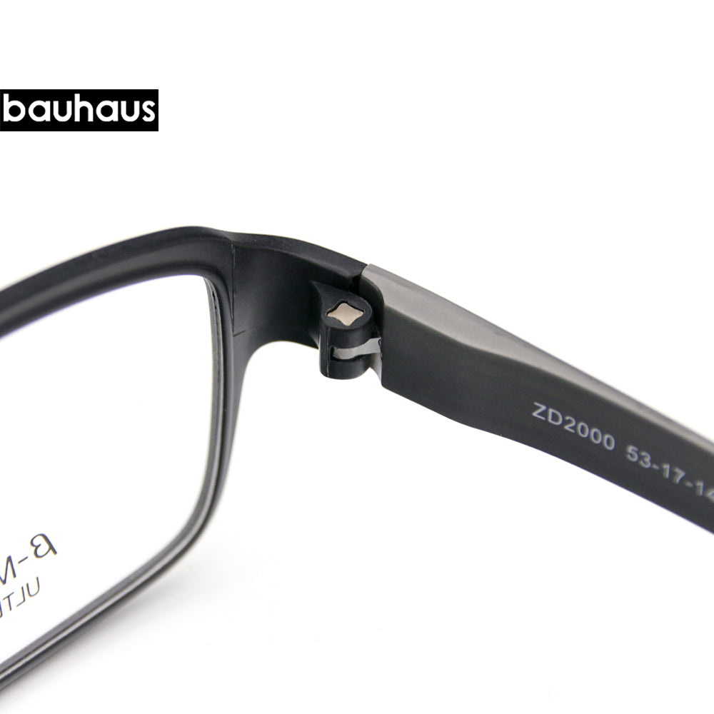 2000 Ultra Light Fashion TR90 Super Flexible Pure Titanium Comfortable Square Optical Prescription Glasses Frame Men