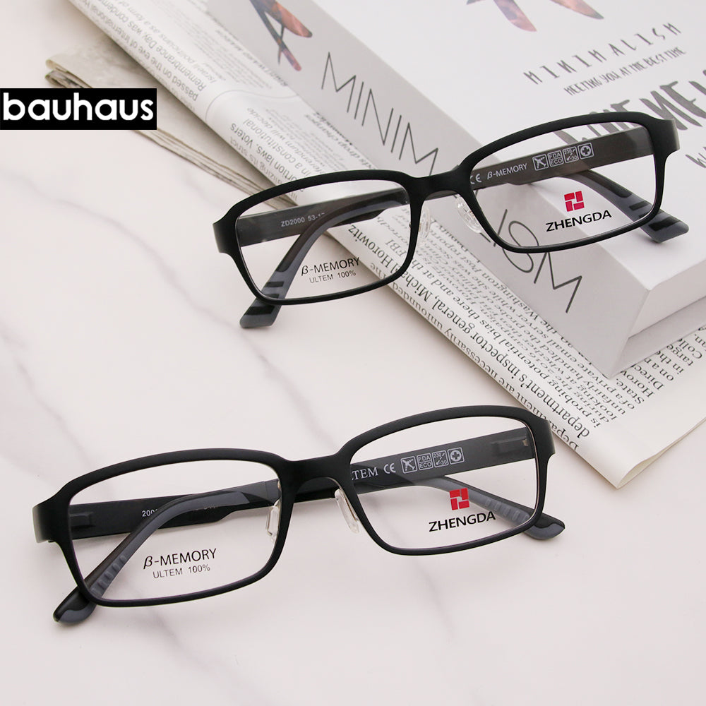 2000 Ultra Light Fashion TR90 Super Flexible Pure Titanium Comfortable Square Optical Prescription Glasses Frame Men