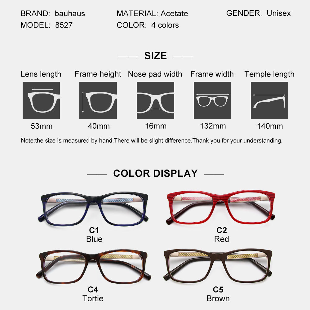 8527 acetate Glasses Frame Men New Retro Vintage Prescription Square Eyeglasses Myopia Optical Eyewear