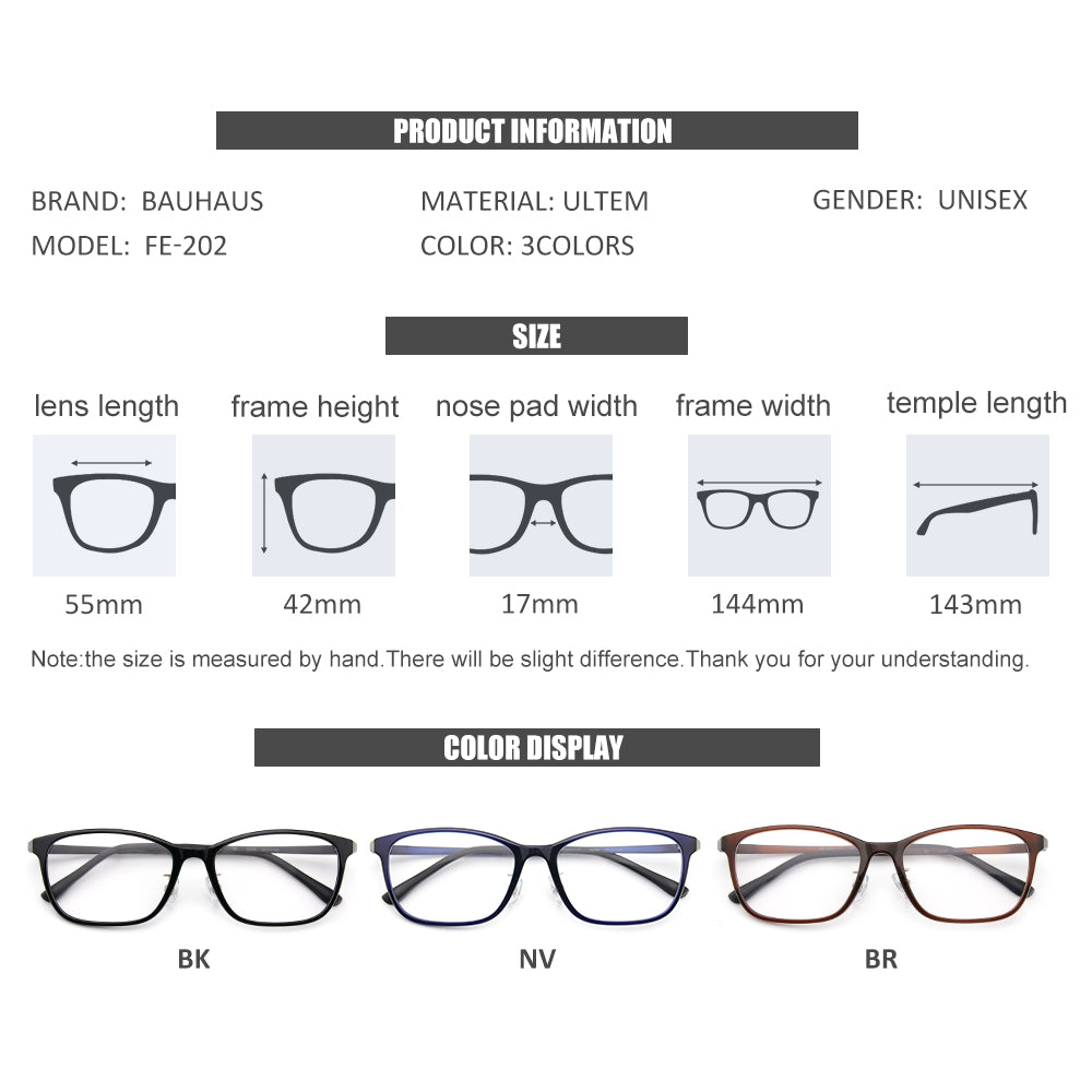 FE-202 Optical Glasses Frame Men Ultralight Glasses Frame Women Transparent Square Big Frame Prescription Glasses