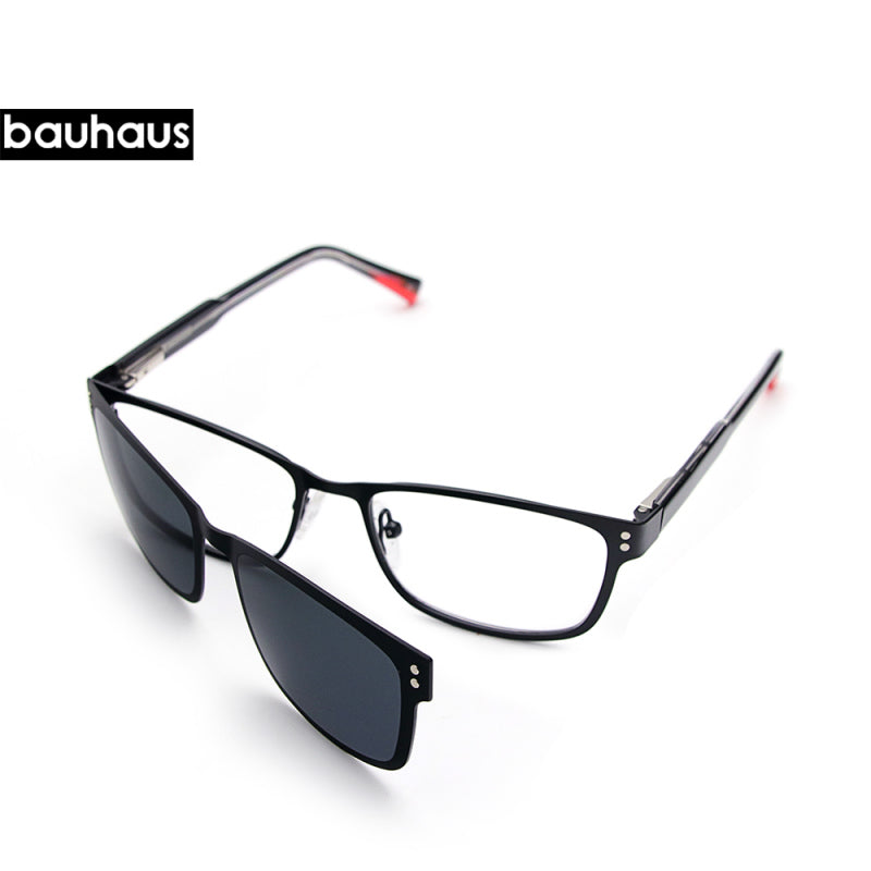 X204 2 In 1 Magnet Polarized Clip Glasses Frame Men And Women Optical Clip Glasses For Men Square Eyeglasses