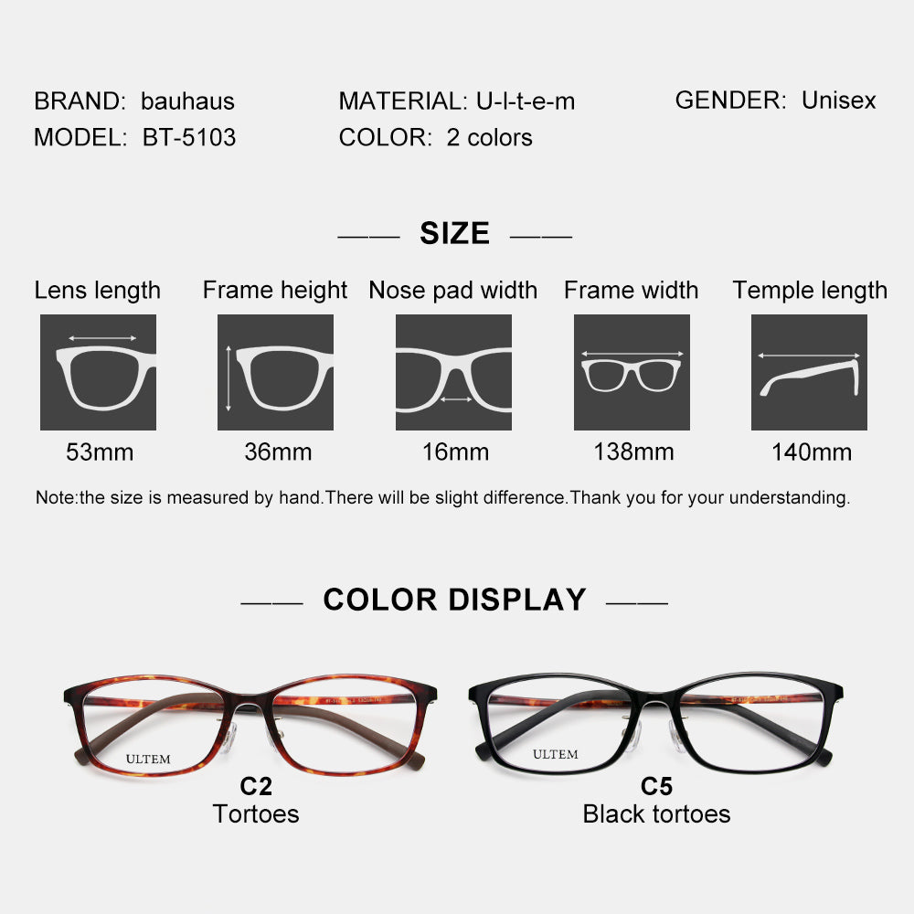 BT-5103 Men Women ULTEM Frame Busniess Eyewear Computer Prescription Myopia Hyperopia Reading Glasses