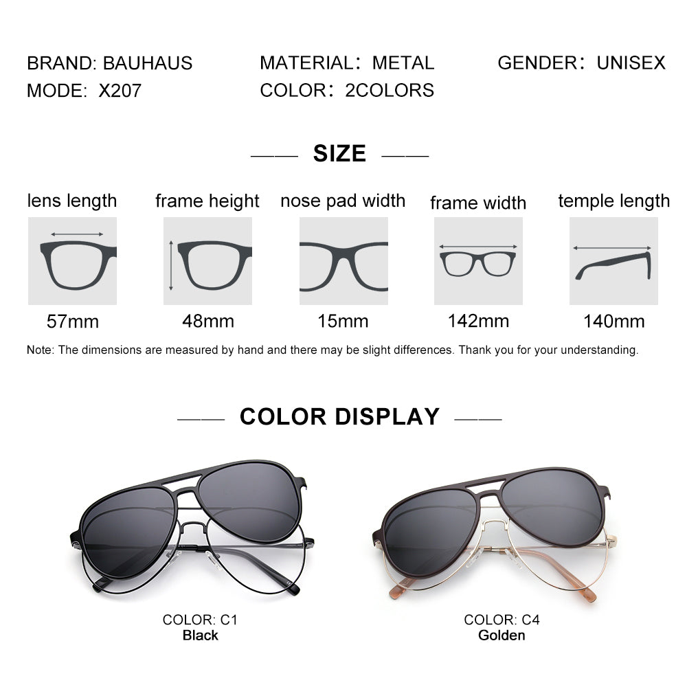 X207 Sunglasses for Men Polarized Sun Glasses Travel Eyewears Classic Pilot Goggle with UV 400 Protection