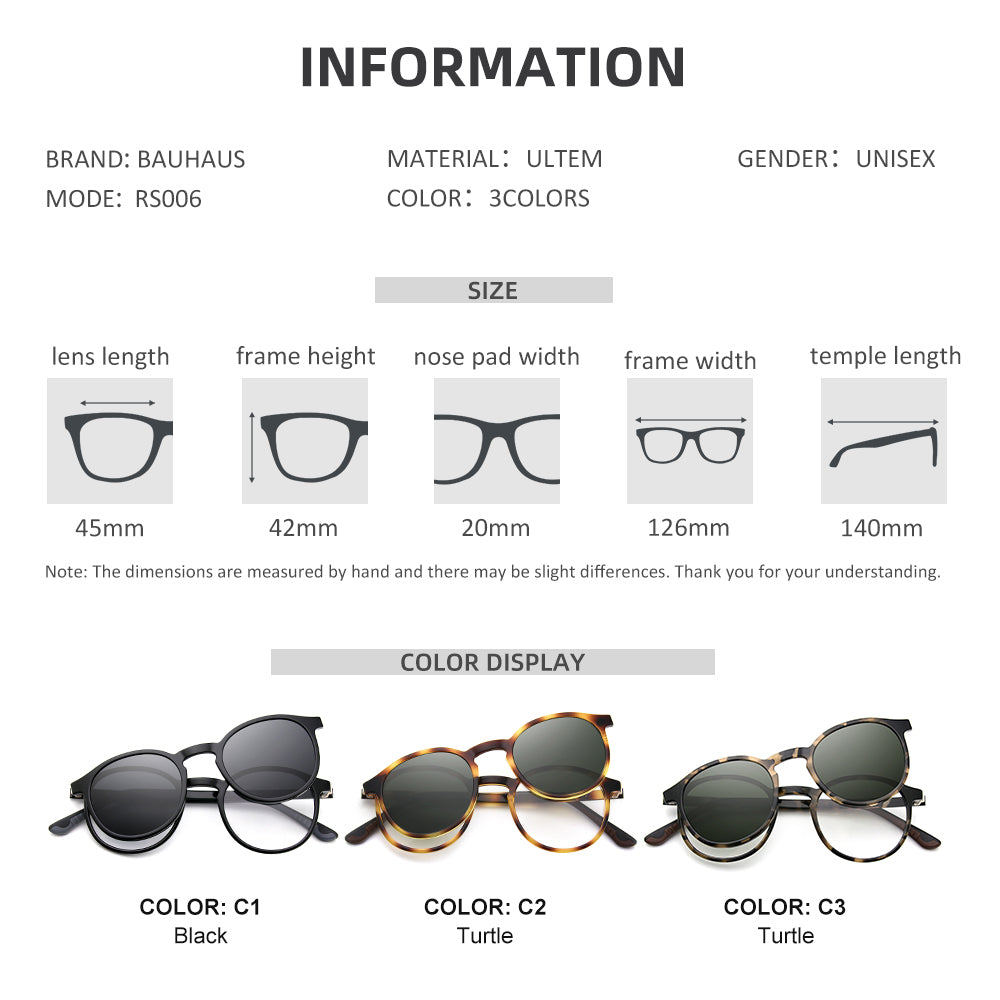 RS006 Sunglasses with degree female polarized magnetic clip set glasses myopia glasses plus sunglasses male fashion