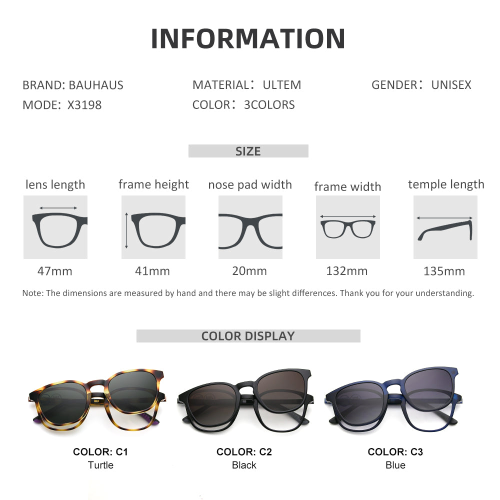 X3198 Fashion Design Eyeglasses Vintage Square Polarized Magnet Eyewear Small Size Prescription Glasses Frame For Men And Women