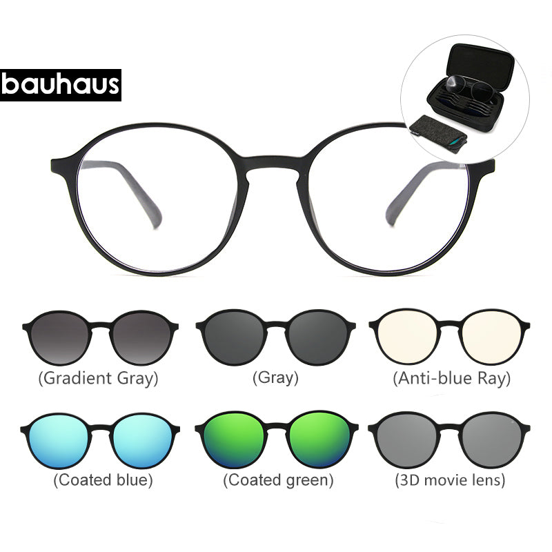 X3176 Bauhaus Double bridge Polarized Magnetic Polarized Sunglasses five color fashion Optical ULTEM Eyewear