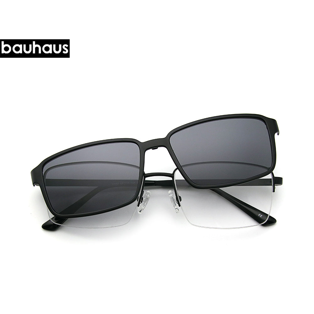 X302 Men's Semi-Frame Metal Magnet Holder Classic Business High-Quality Eyeglass Frame