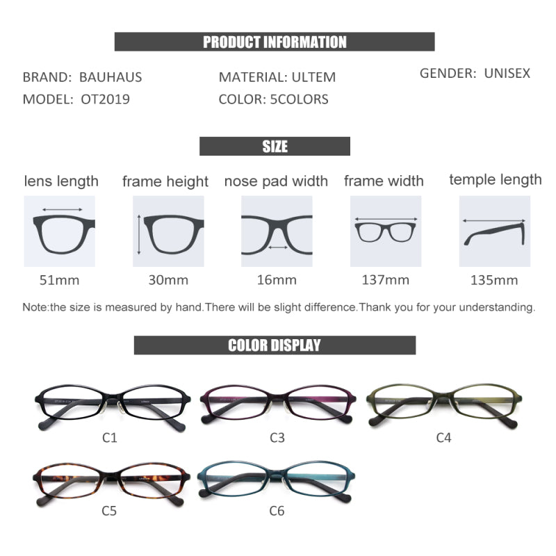 OT2019 Eyeglasses Small Optical Frame Suitable For High Diopter Prescription Glasses High Power Spectacle