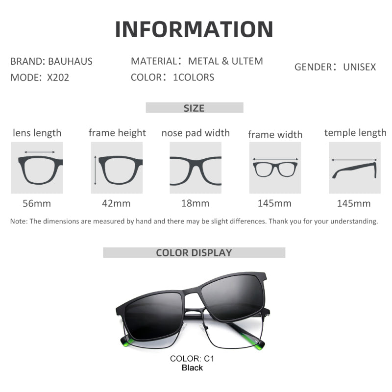 X202 Magnetic Clip on Sunglasses Polarized Prescription Metal Eyeglasses Frame Optical Myopia Magnet Sun Glasses For Men UV400