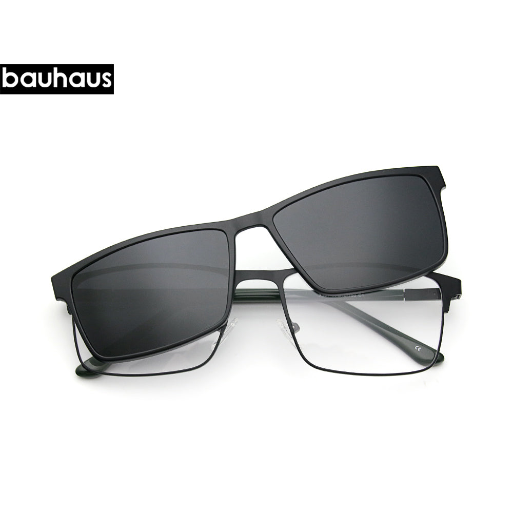 X301 Bauhaus Factory Direct High Quality New Design Big Frame Men Metal Eyewear Magnetic Clip on Sunglasses