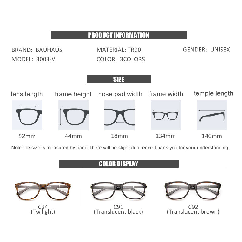 3003-V TR90 material Glasses Optical For Men Women