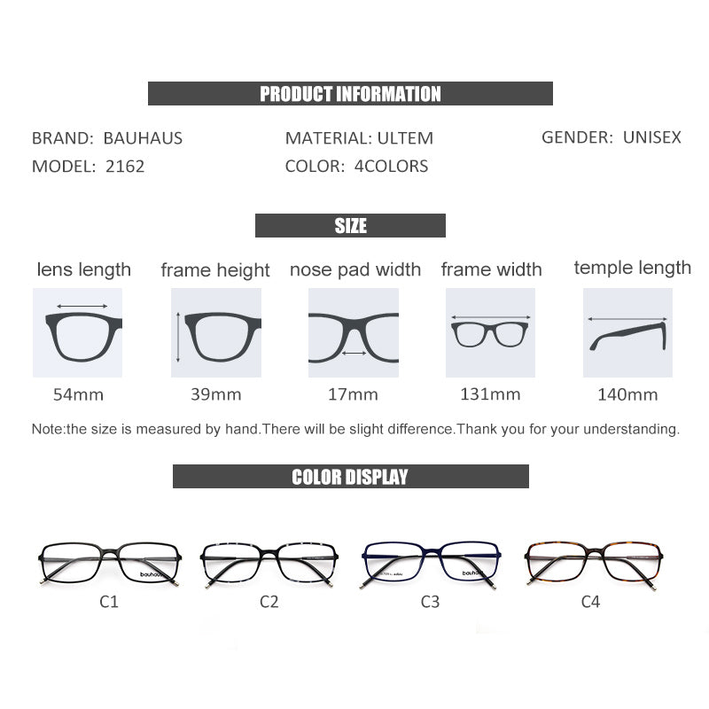 2162 Ultem Material Eyeglasses Optical Frame