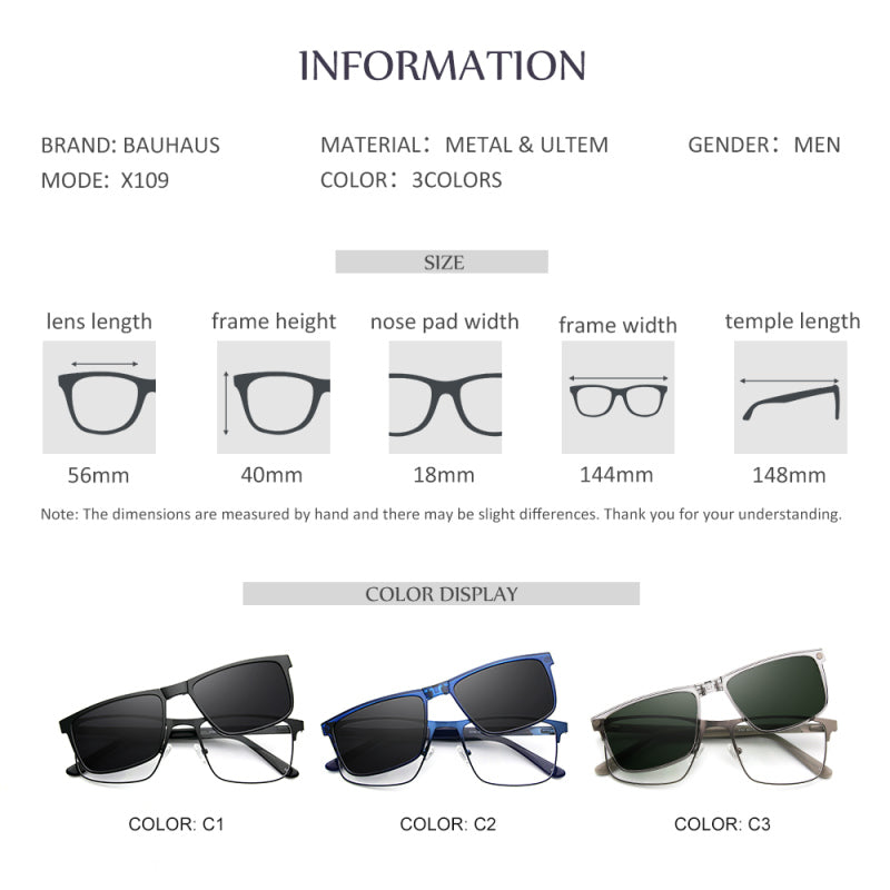 X109 2 In 1 Magnet For Men Eyeglasses Frame