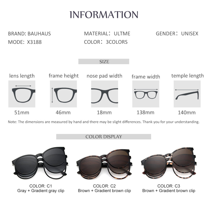 X3188 2 In 1 Magnet Sunglasses Women Polarized Optical Frames