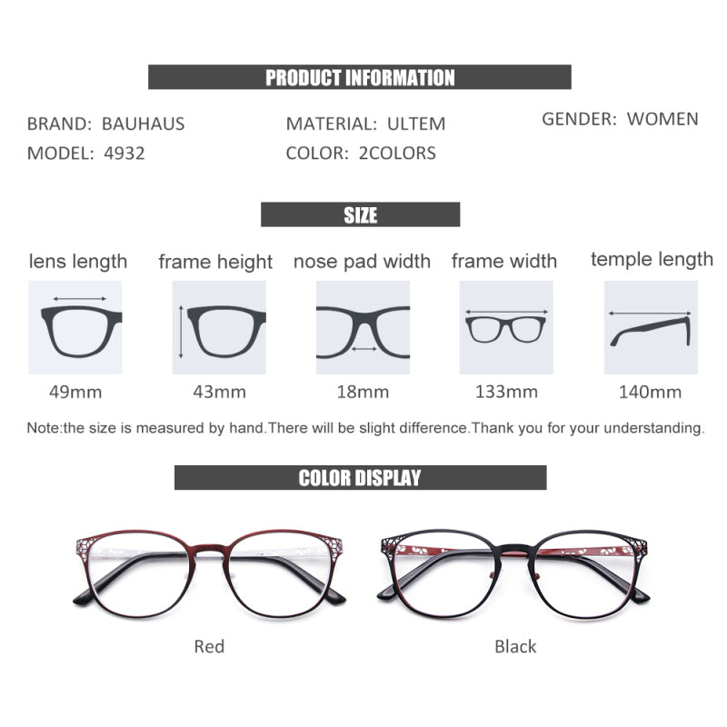 4932 New Fashion Women Eyewear Retro Metal Men Eyeglasses Frame