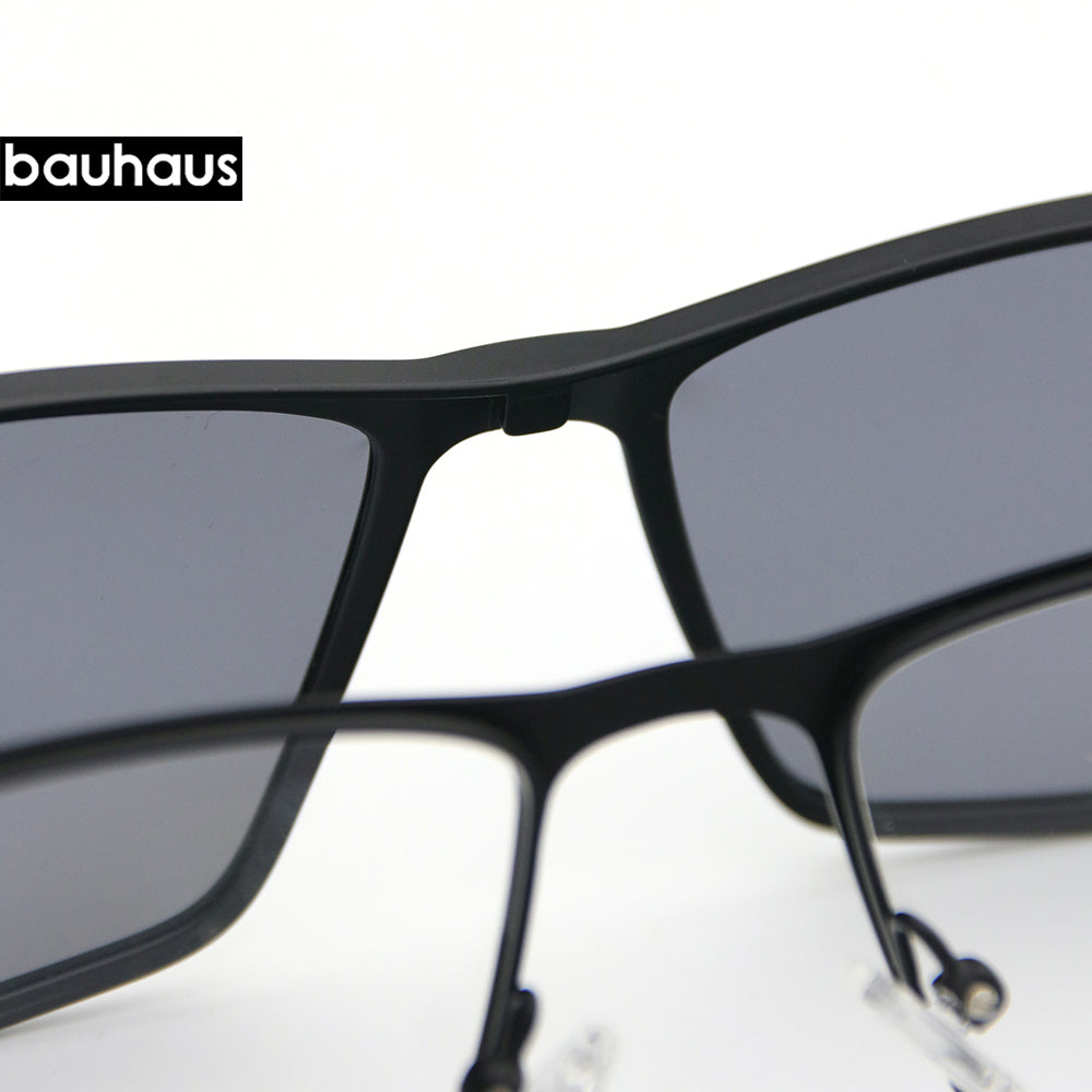 X301 Bauhaus Factory Direct High Quality New Design Big Frame Men Metal Eyewear Magnetic Clip on Sunglasses