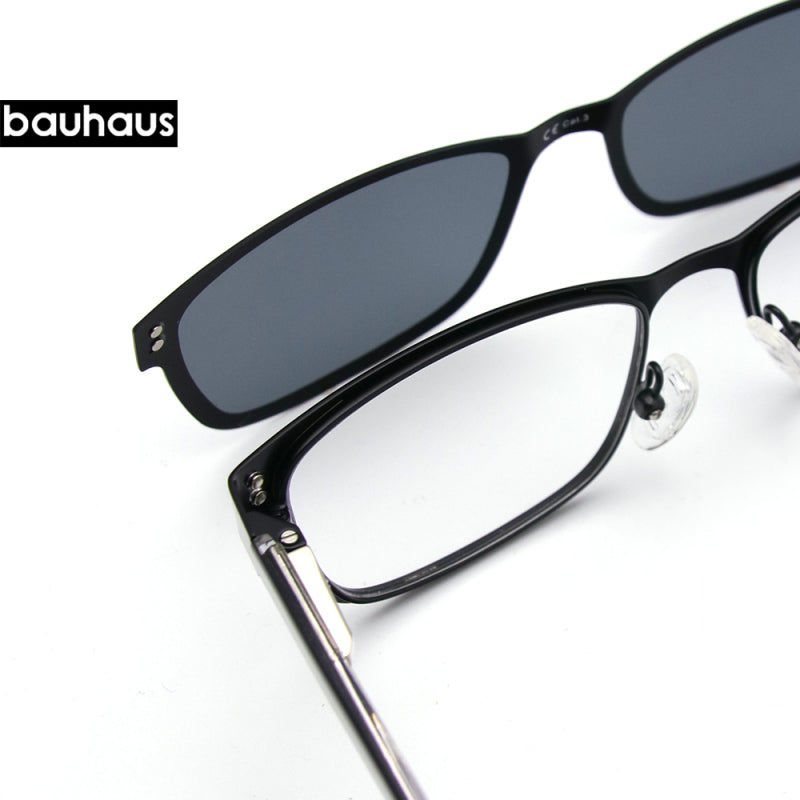 X204 2 In 1 Magnet Polarized Clip Glasses Frame Men And Women Optical Clip Glasses For Men Square Eyeglasses