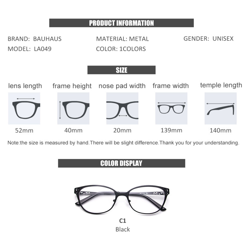 LA049 Glasses Frame women Cat Eye Hollow Out Prescription Eyeglasses Myopia Optical Frames