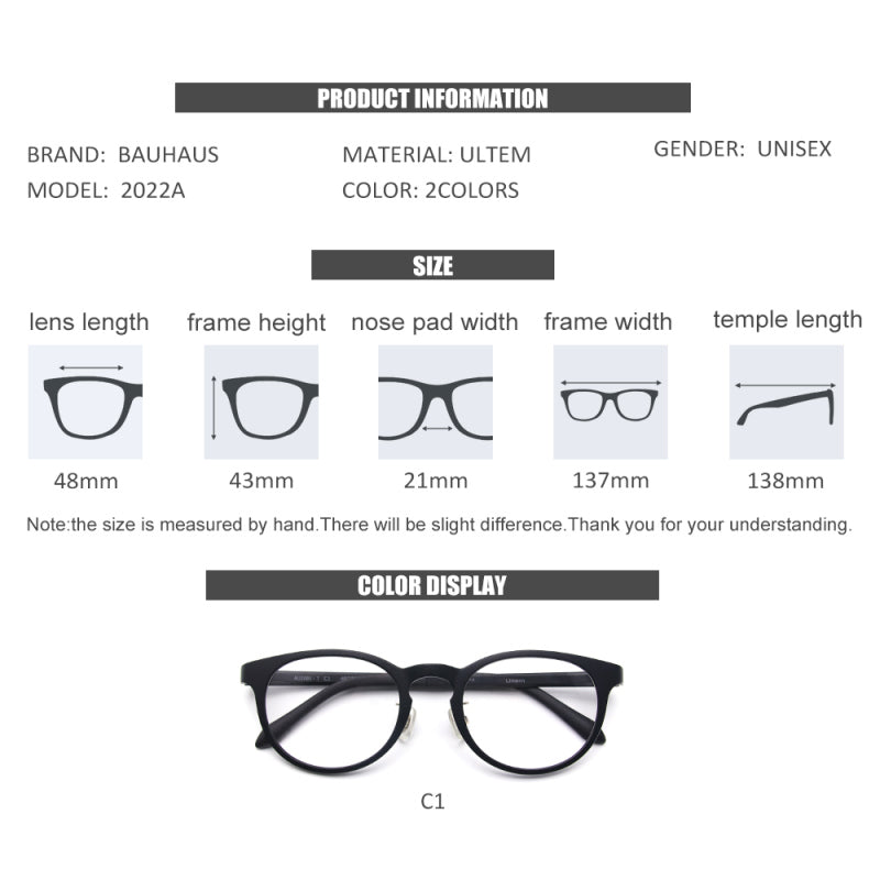 AU2001-T Fashion Round Glasses Non-Prescription Eyewear Computer Eyeglasses for Men Or Women