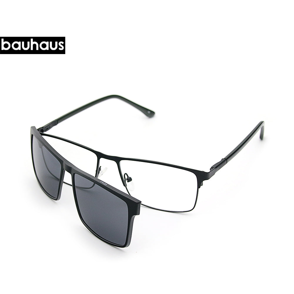 X301 Bauhaus Factory Direct High Quality New Design Big Frame Men Metal Eyewear Magnetic Clip on Sunglasses