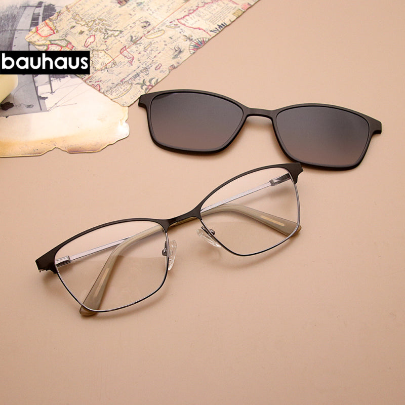 Bauhaus Magnetic Clip on Sunglasses Metal Optical Glasses UV400