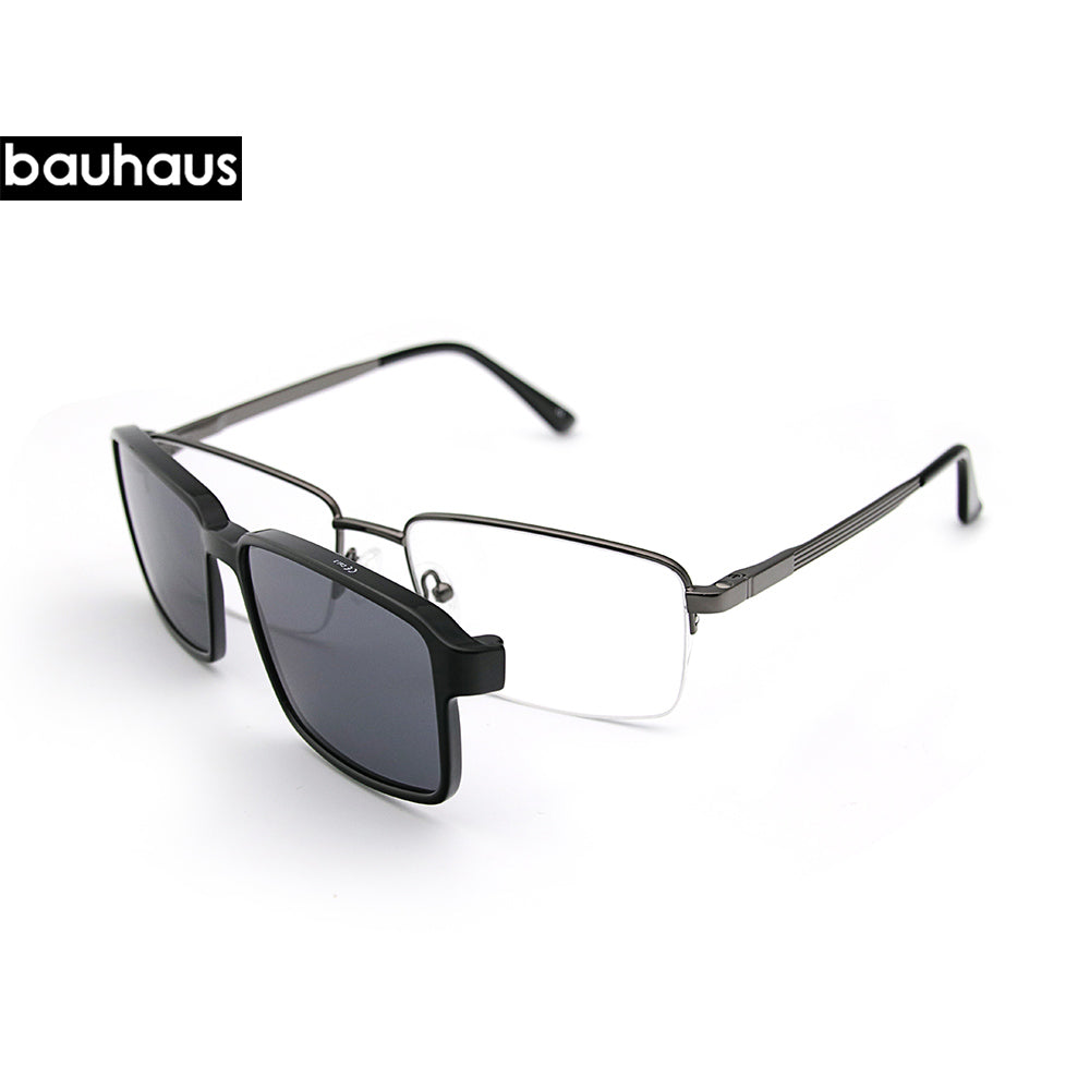 X302 Men's Semi-Frame Metal Magnet Holder Classic Business High-Quality Eyeglass Frame