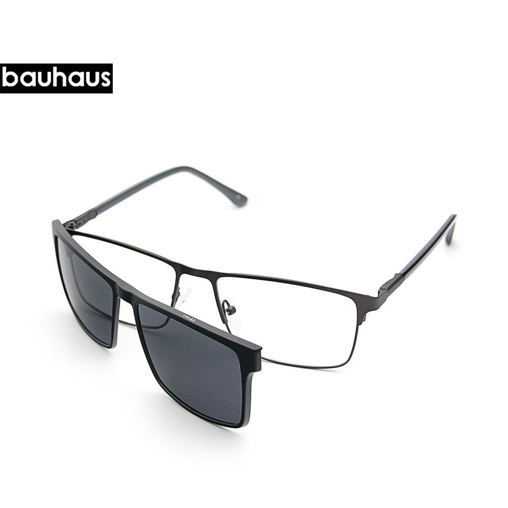 X301 Bauhaus Factory Direct High Quality New Design Big Frame Men Metal Eyewear Magnetic Clip on Sunglasses