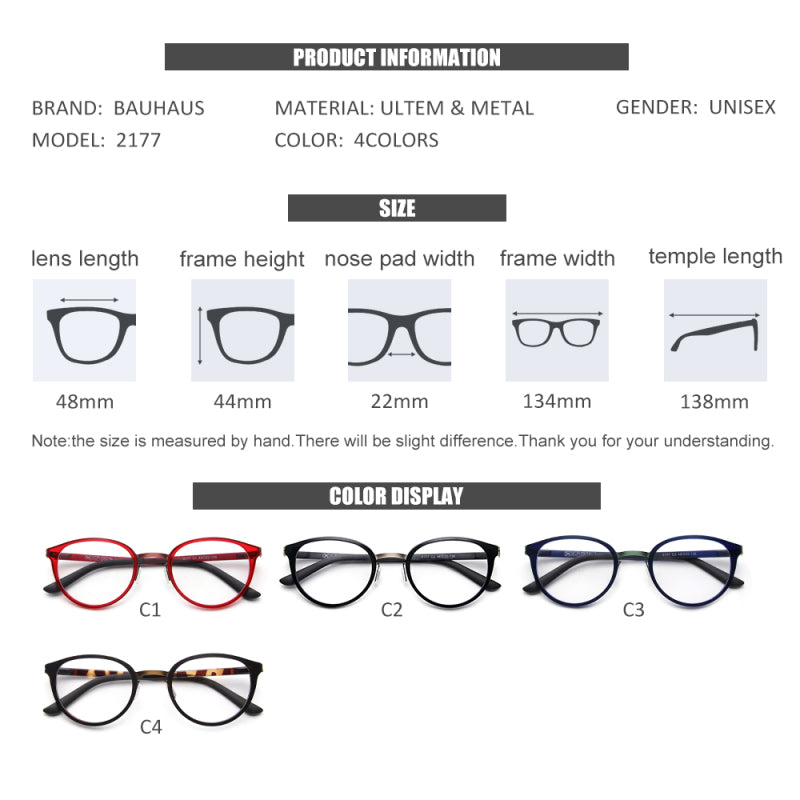 2177 Retro Myopia Optical Frames Men Women Glasses