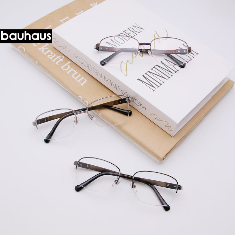 3 Glasses Frame Men Square Myopia Prescription Optical Eyeglasses New Metal Half Eyewear