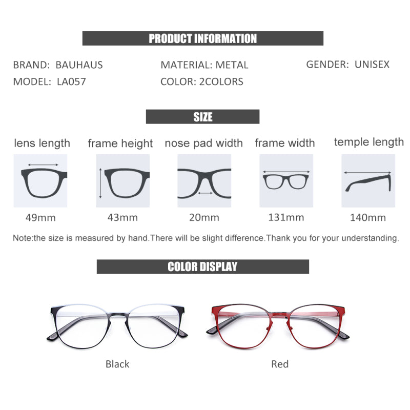 LA057 metal Optical Glasses Frame Fashion Square Eyewear Ultralight Metal Non-Prescription Eyeglasses