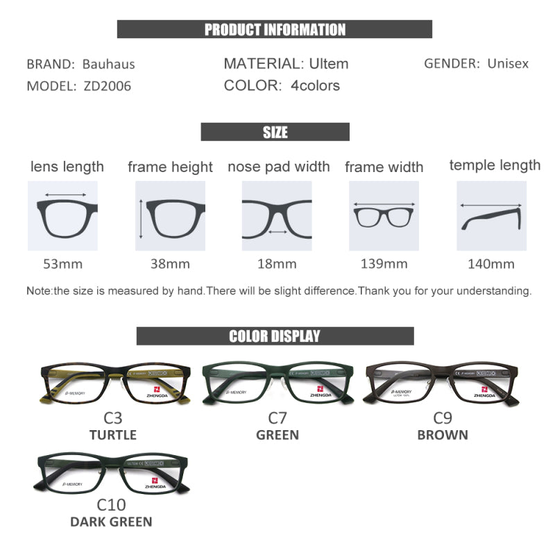 2006 Men And Women Square Optics Glasses Men Ultralight Eye Myopia Prescription Eyeglasses