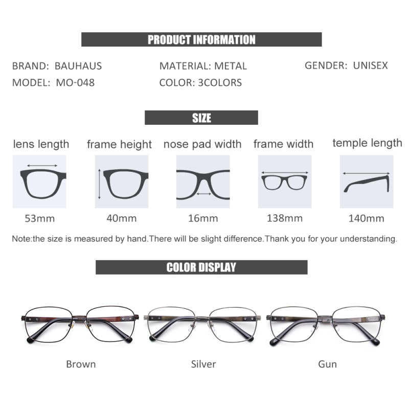 MO-048 Optics Glasses metal Frames Male Square Ultralight Myopia Prescription Eyeglasses